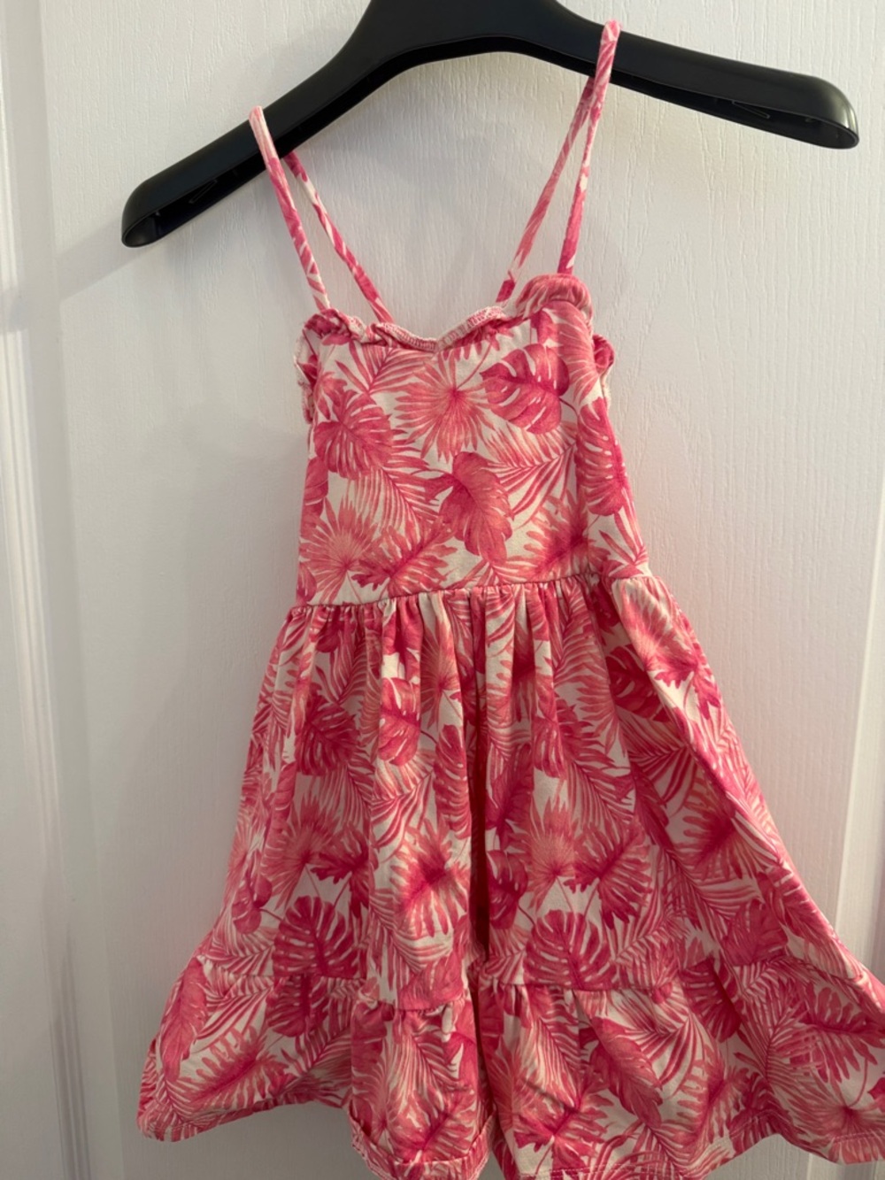Janie and Jack Pink & White Tropical Leaf Sundress